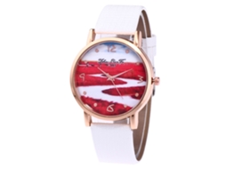 Relógio de Pulso Analógico de Liga Quartz com Dial Redondo Branco para Mulher