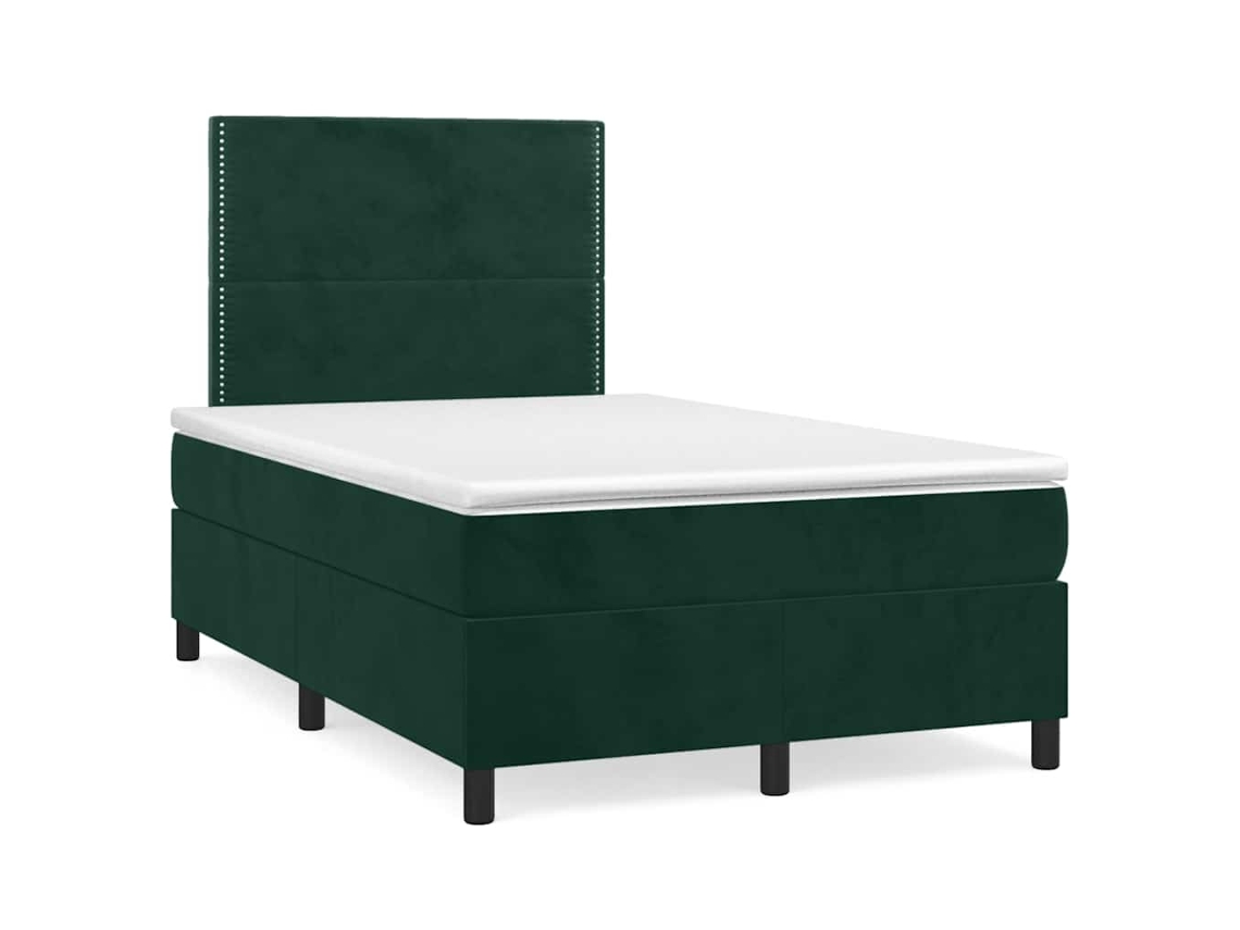 Cama Boxspring com Colchão Veludo Verde Escuro MAISON EXCLUSIVE (120x200 cm)