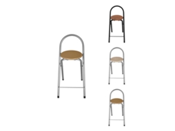 Taburete Plegable 80x40x45 Cm - Elegante Y Duradero En Negro Y Plata Con Reposapiés, Ideal Para Cocina Plata Pack 4 Uds