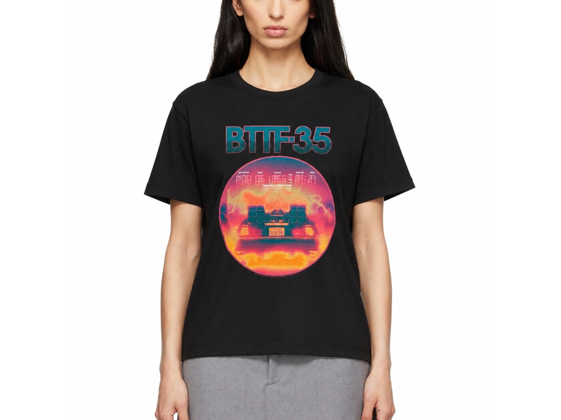 Rockinstone Back To The Future Movie 35 Neon Black Adult T-shirt Size:m