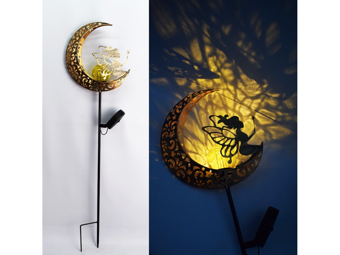 Luminária Solar Decorativa AQUAFORGE em Formato de Lua para Jardim com Iluminação Led