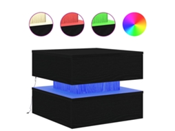 Mesa de Centro com Luzes LED Carvalho Preto 50x50x40 Cm MAISON EXCLUSIVE