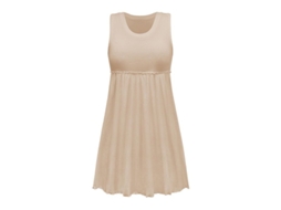 Vestido longo feminino sem mangas com gola redonda, estilo casual, em tecido macio e respirável, modelo 2026.