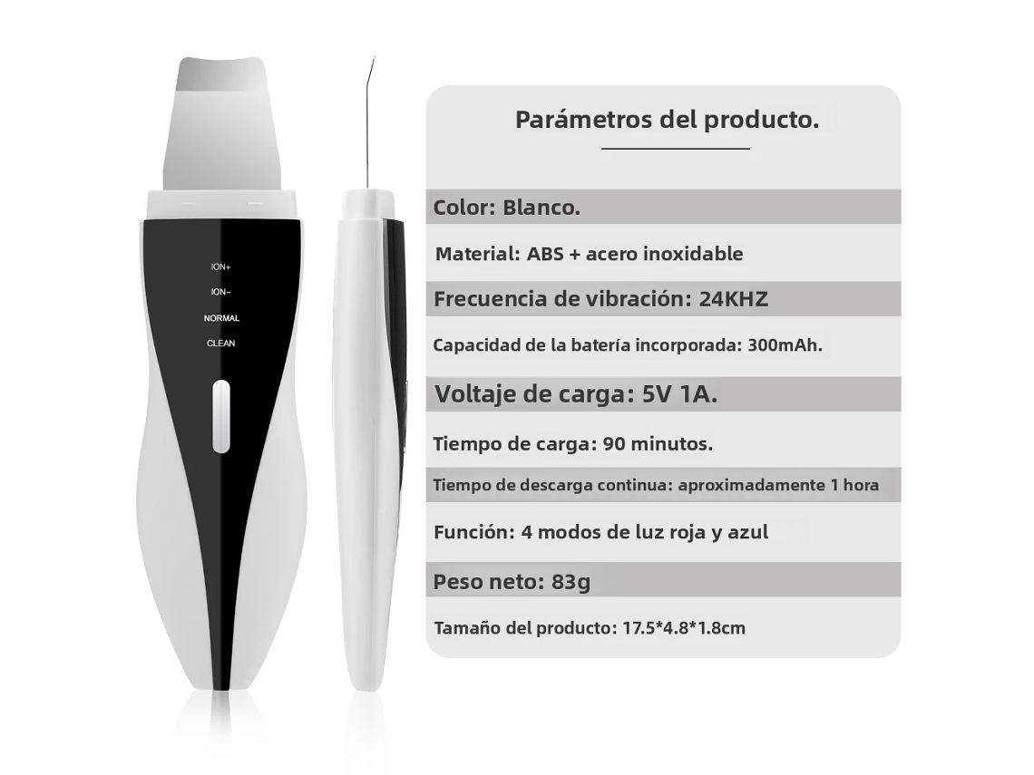 (modelo 2) Aparelho Ultrassônico Doméstico Para Limpeza Facial Com Raspador, Removedor De Cistos E Limpador De Poros.