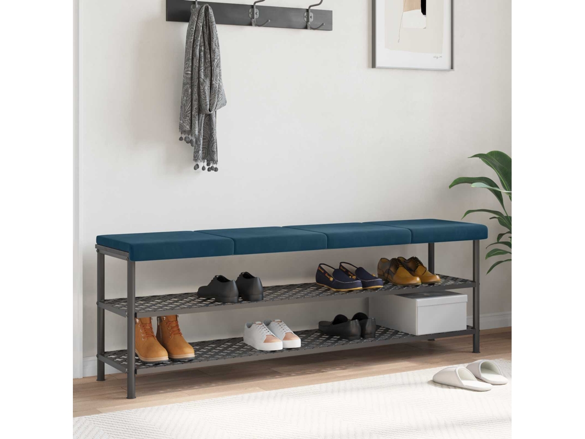 Vidaxl Almofada De Banco 4 Unid. Veludo Azul Profundidade 35 Cm