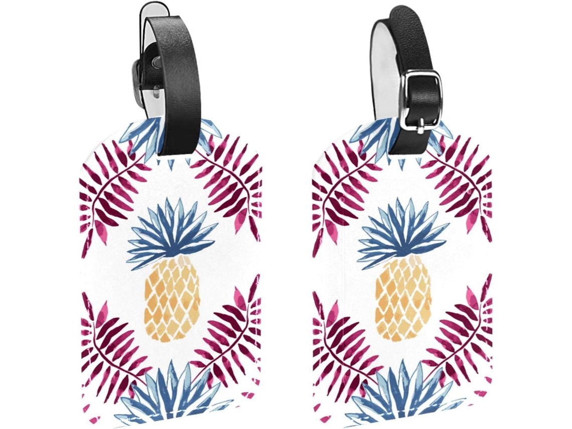 Conjunto De 2 Etiquetas Bagagem Em Imitação Couro Proteção Privacidade Frutas Tropicais Havaianas 11
