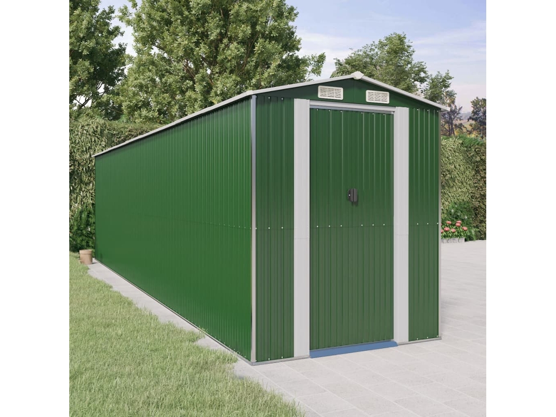 Vidaxl Abrigo De Jardim 192x772x223 Cm Aço Galvanizado Verde