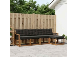 Vidaxl Conjunto De Sofás Para Exterior 5 Pcs Natural E Preto