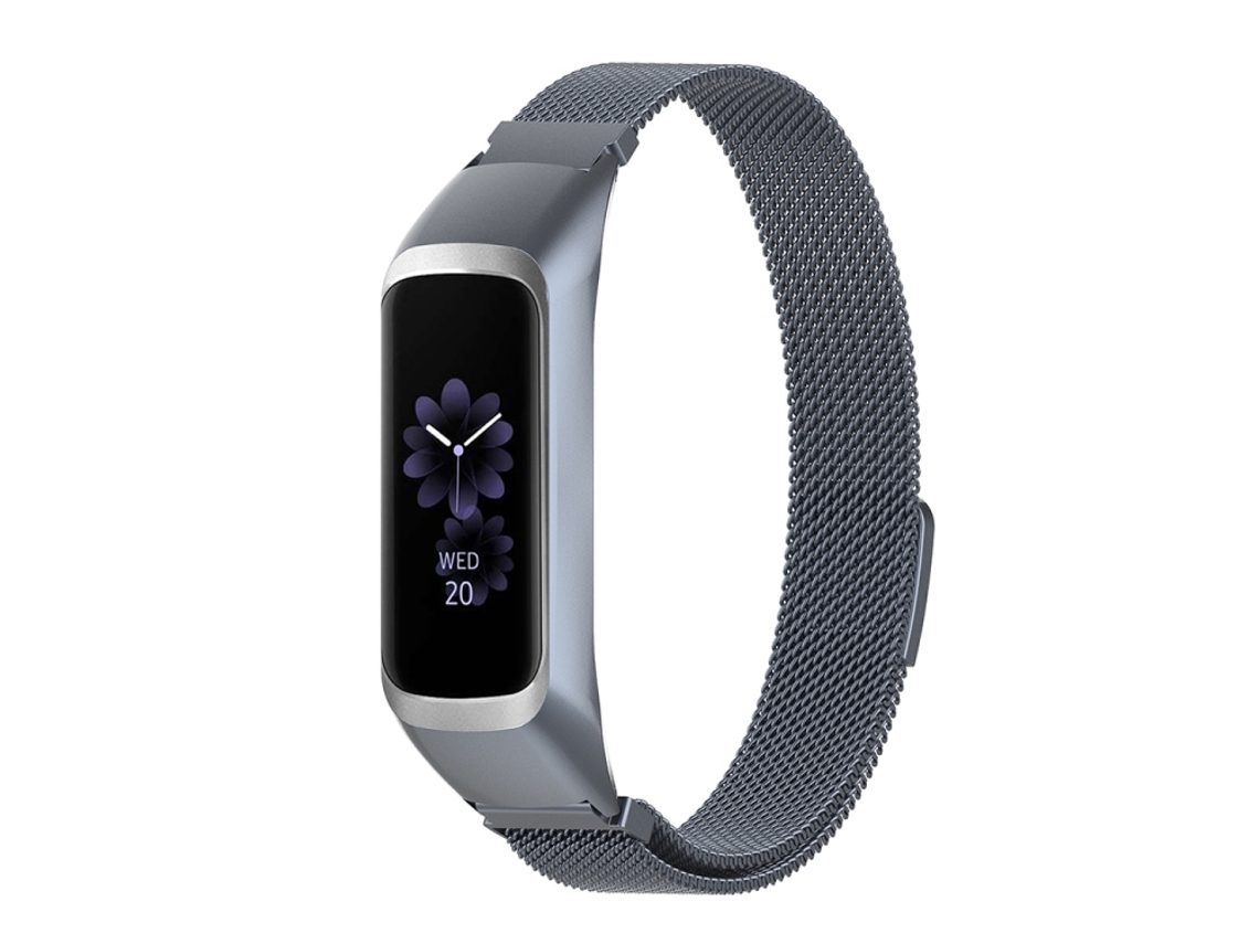 Bracelete para Samsung Galaxy Fit 2 Milanês Fivela Magnética Cinza XIAOMOYU