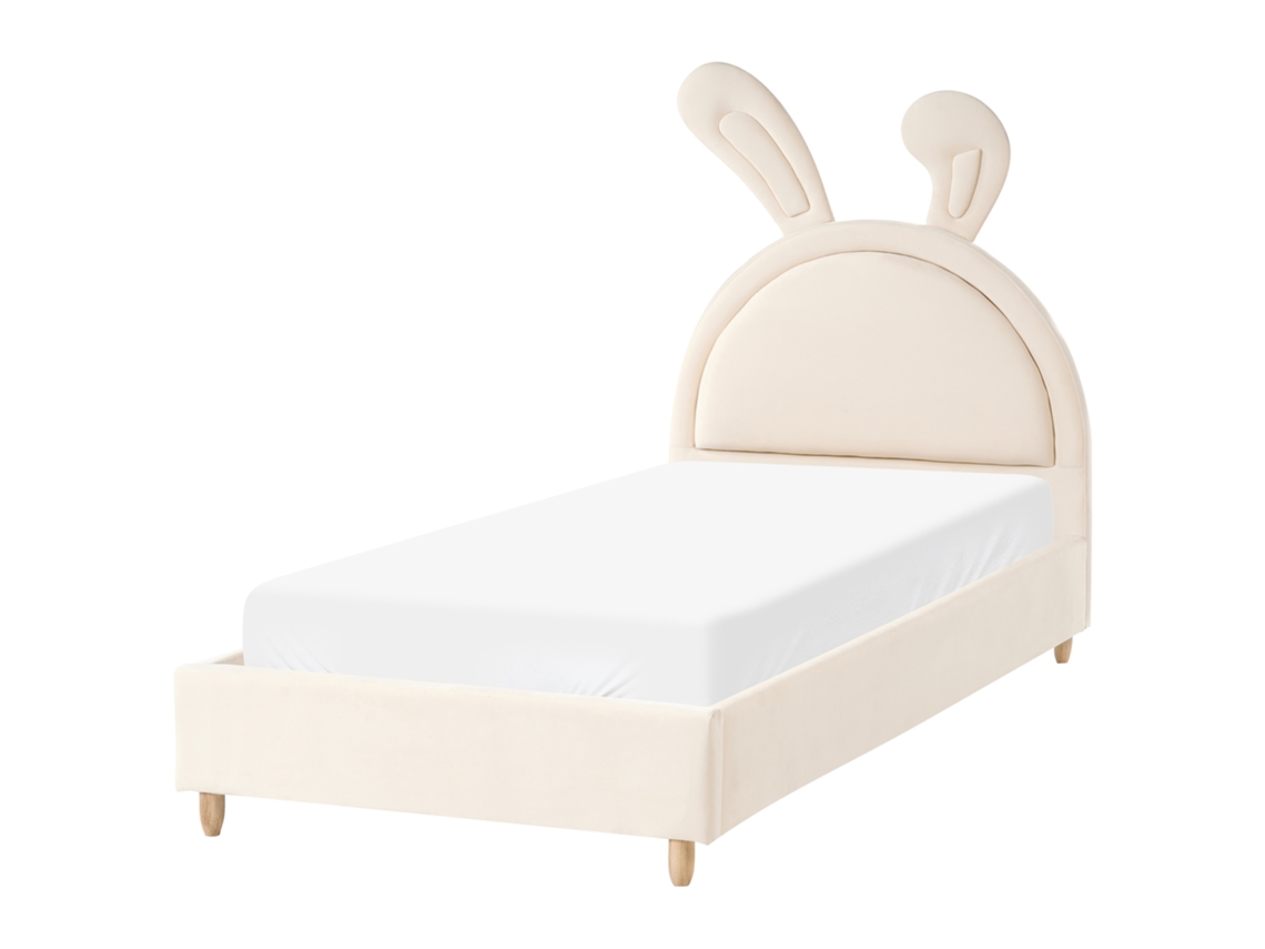 Cama Infantil Beliani Lallias De Terciopelo Beige 99x213x133