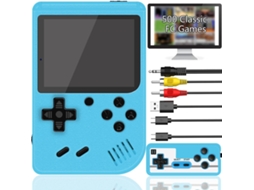 Console Portátil Retrô com 500 Títulos Clássicos, Tela de 3 Polegadas, Azul AQUAFORGE