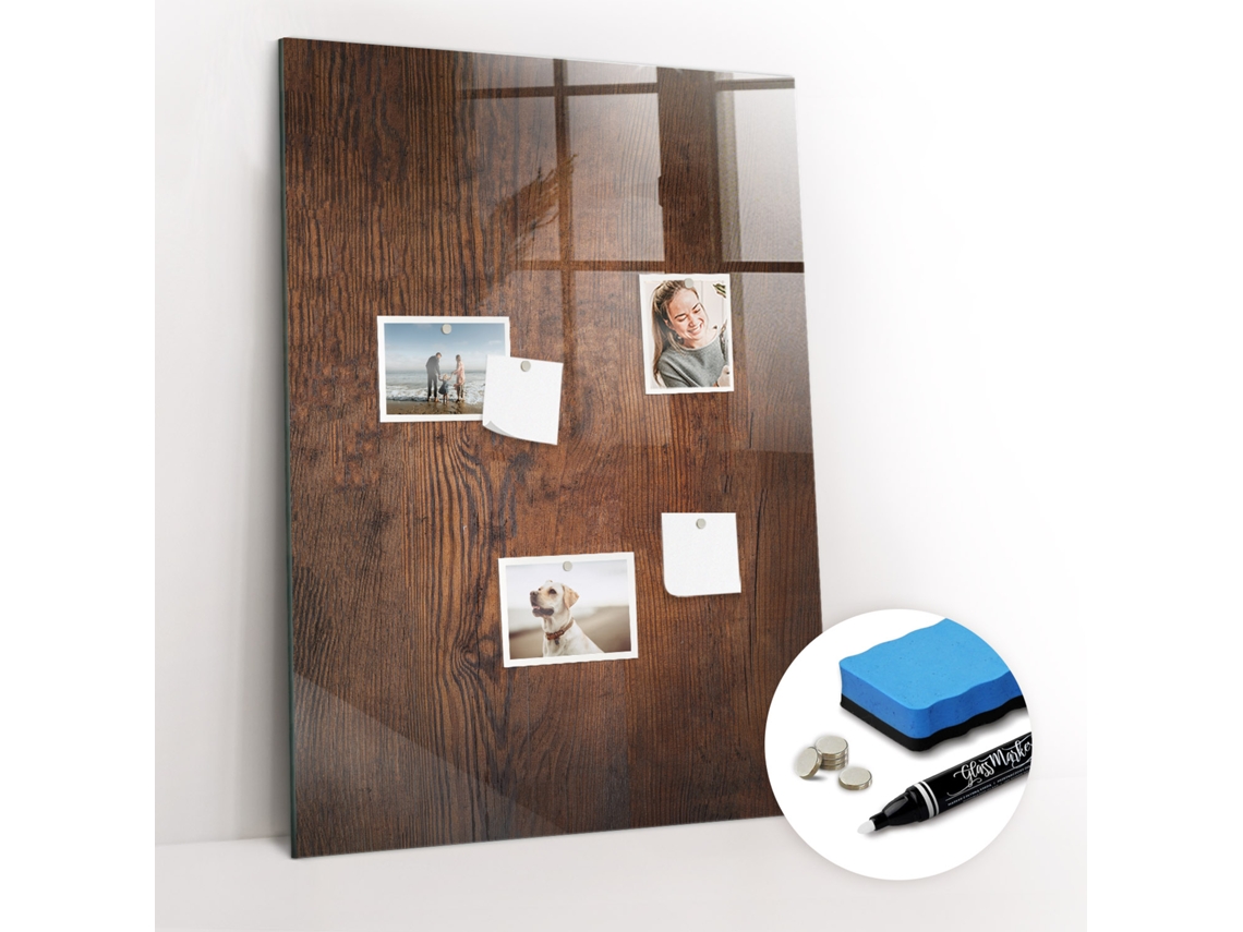 Quadro Magnético Decorativo Madeira Escura Para O Corredor Espelharte (70x100 Cm)