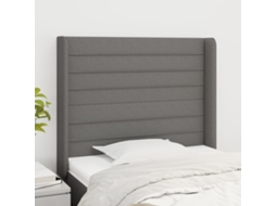 Cabeceira cama c/ abas tecido 83x16x118/128 cm cinzento-escuro