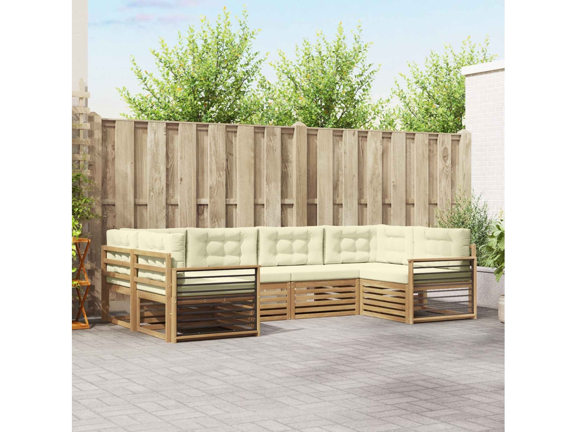 Vidaxl Conjunto De Sofás Para Exterior 6 Unid. Branco E Creme