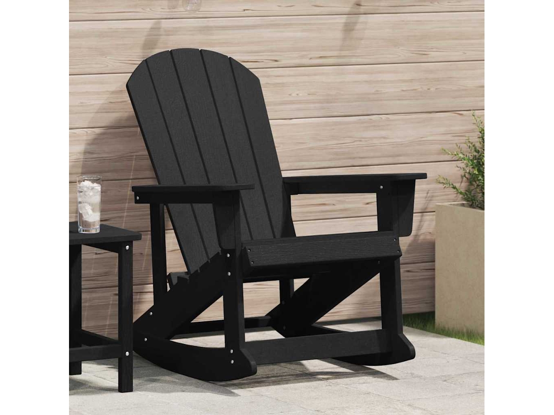 Vidaxl Cadeira De Balanco Adirondack Preto Hdpe