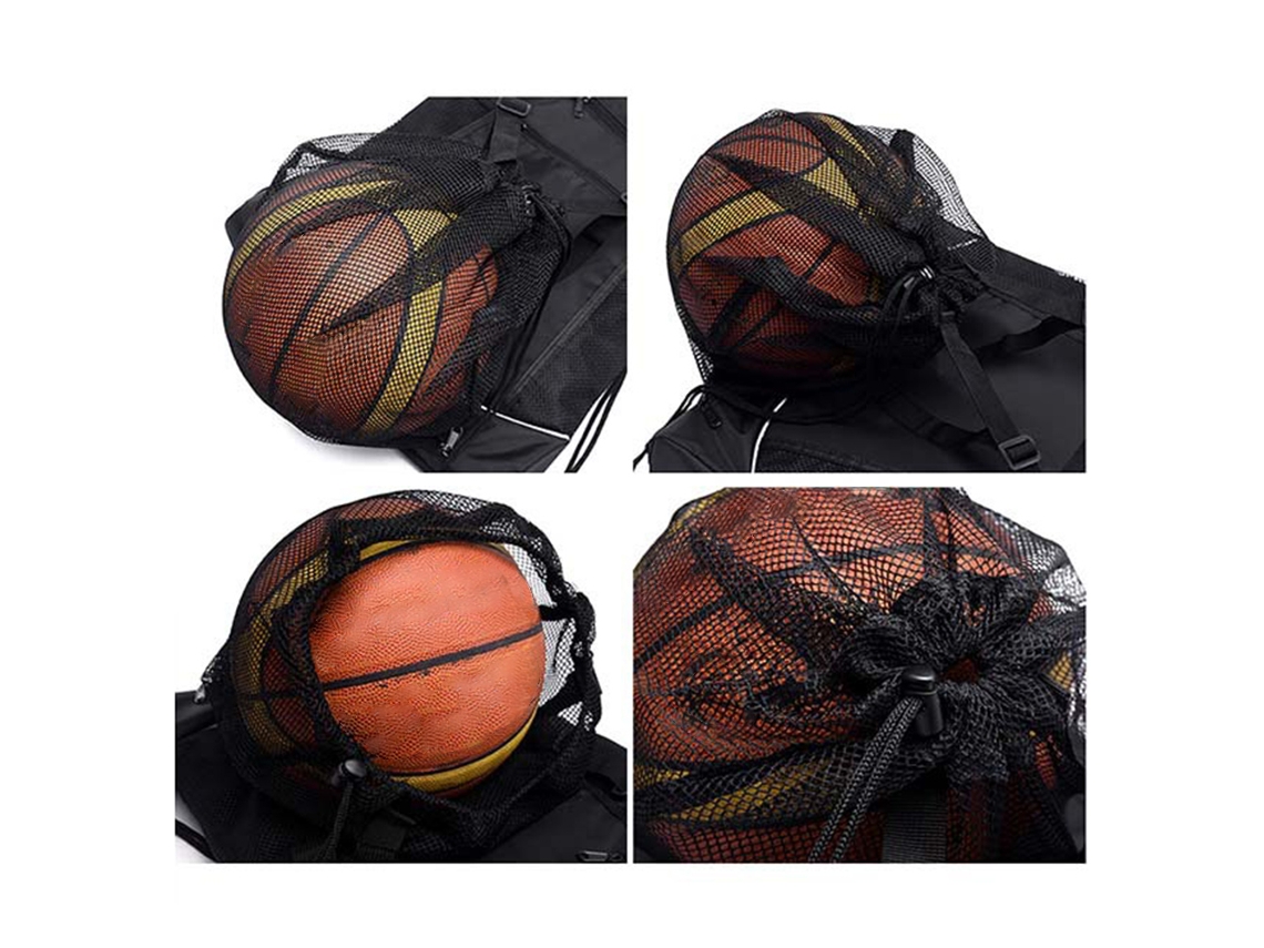 Mochila com cordão impermeável para basquete e esportes, com bolsa de malha para bolas de ginástica S/MARCA