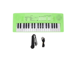 Primerox teclado Piano Eletrônico Infantil 37 Teclas com Microfone Educativo Brinquedo Verde