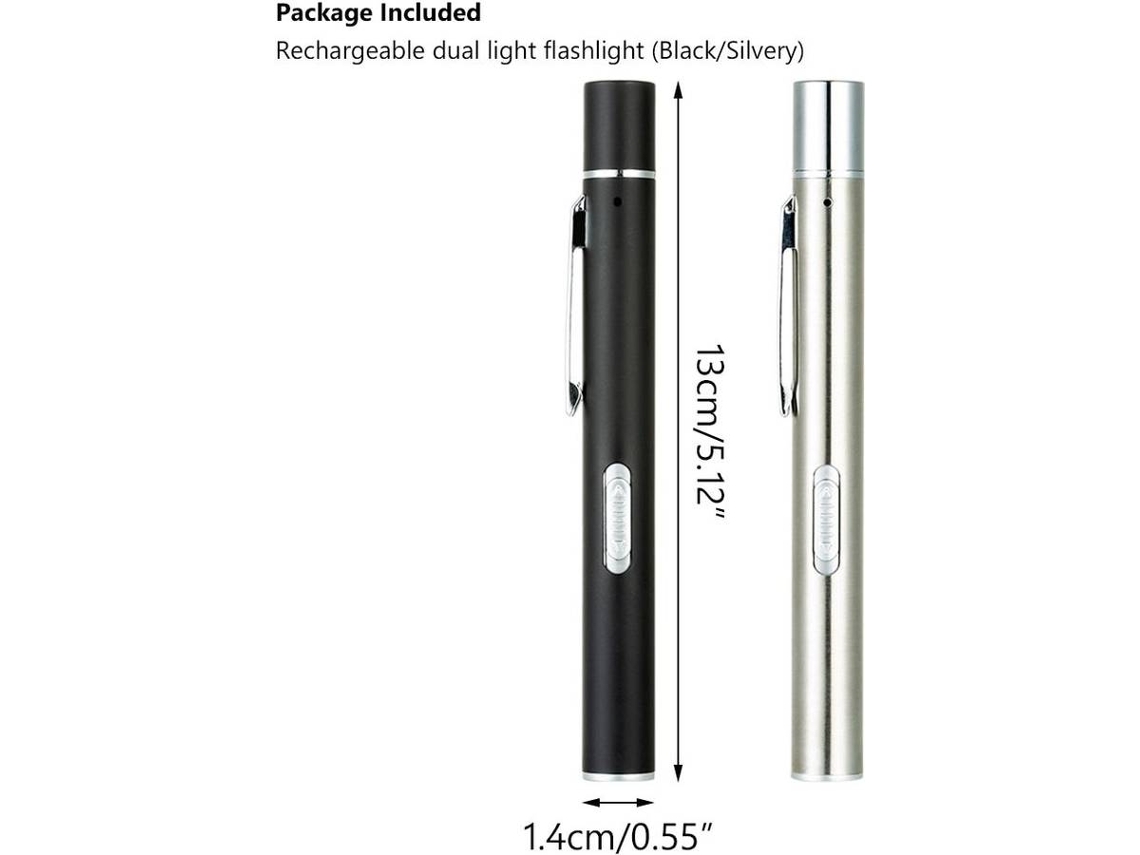 Caneta Médica Recarregável Usb Mini Lanterna de Enfermagem ALIN1237-2 (Cinzento)