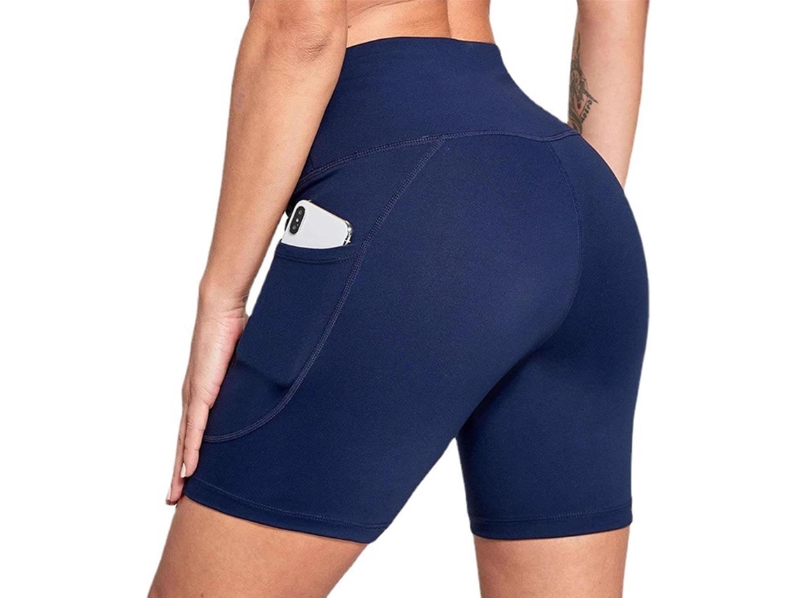 Calção de Banho SFUSHOS Feminino de Cintura Alta com Bolsos e Secagem Rápida