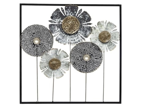 Decoração de Parede com Flores em Metal 50X50Cm WELLHOME