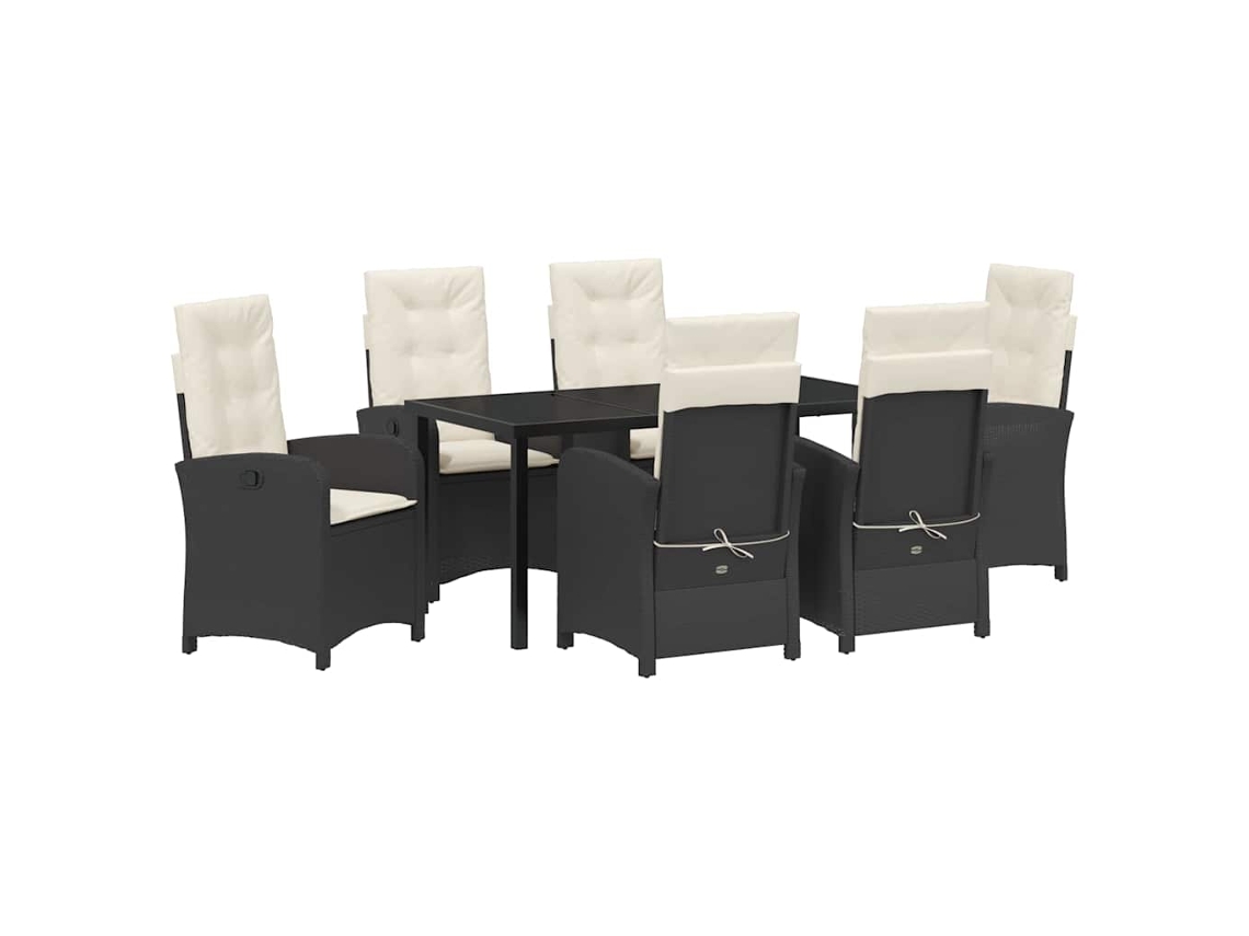 Maison Exclusive - Conjunto De Jantar Para Jardim Com Almofada 7 Pcs Preto Vime Pe
