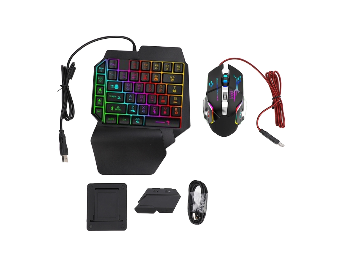 Pacote de Jogos Móveis EOOCOO (teclado Rgb de uma Mão, Mouse com Iluminação)
