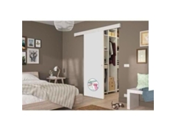 Kit Porta Deslizante Optimum Com Decoração Branca Trilho 2 Amortecedores Tampa Branca Do Trilho 204 X 73 Cm