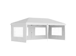 Tenda Dobrável 6x3 M com 4 Laterais Removíveis, Quiosque de Jardim com 4 Janelas Visíveis e Bolsa de Transporte Branca op