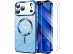 Capa Protetora - Booling - Para Iphone 17 Pro - Com Anel Magnético - Azul - 2 Películas De Vidro Temperado