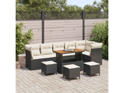 Vidaxl Conjunto De Sofá De Jardim 10 Unid. Preto Vime Pe