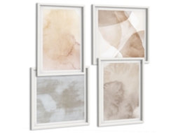 Pinturas Murais Modernas Coleção De Formas Minimalistas Moldura Branca Quadros Para A Sala De Estar Espelharte (conjunto De 4 Imagens)