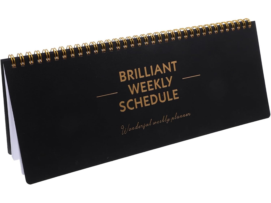 Bloco De Notas Simples E Prático Planificador Weekly Black Em Papel Espiral Office Workers