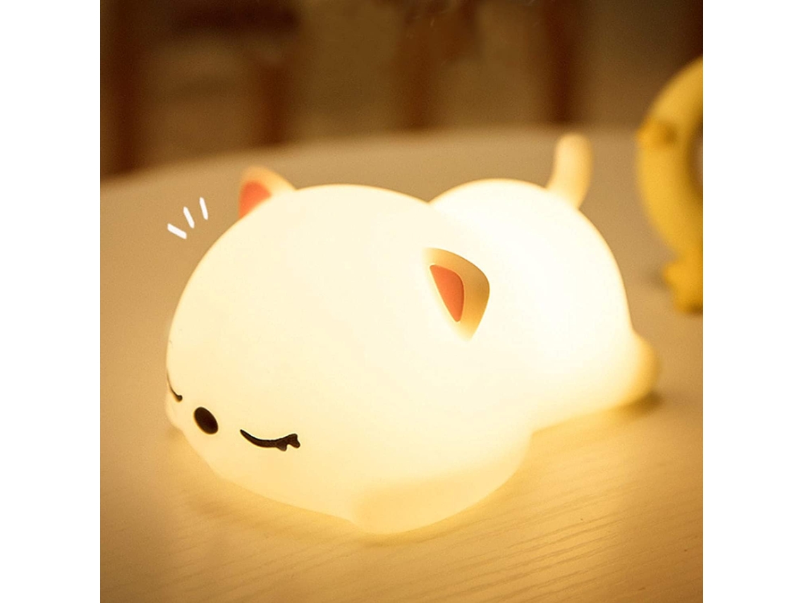 Luminária De Gatinho Encantadora, Tamanho Perfeito Para A Palma Da Mão De Crianças, Material Seguro E Lavável, Fácil De Usar Com Botão Inferior, Modo