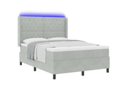 Cama Box com Cabeceira Cinzento Claro Veludo MAISON EXCLUSIVE (140x190 cm)
