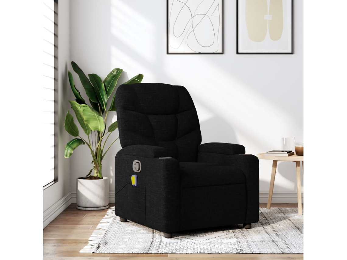 Vidaxl Poltrona De Massagem Reclinável Em Tecido Preto