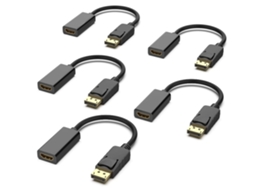 Adaptador Displayport Para Hdmi Pacote Com 5 Dp Porta De Exibição Conversor Macho Para Fêmea Hdmi Com Áudio Preto Lalamoli