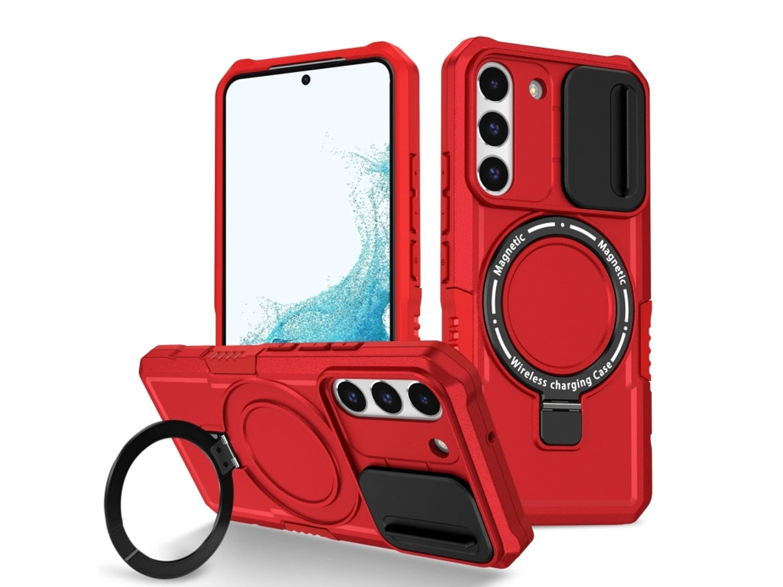 Capa Zruxe Compativel Com Samsung Galaxy S22 5g (suporte Magsafe - Deslizante - Tpu Hibrido Pc - Azulvermelho)