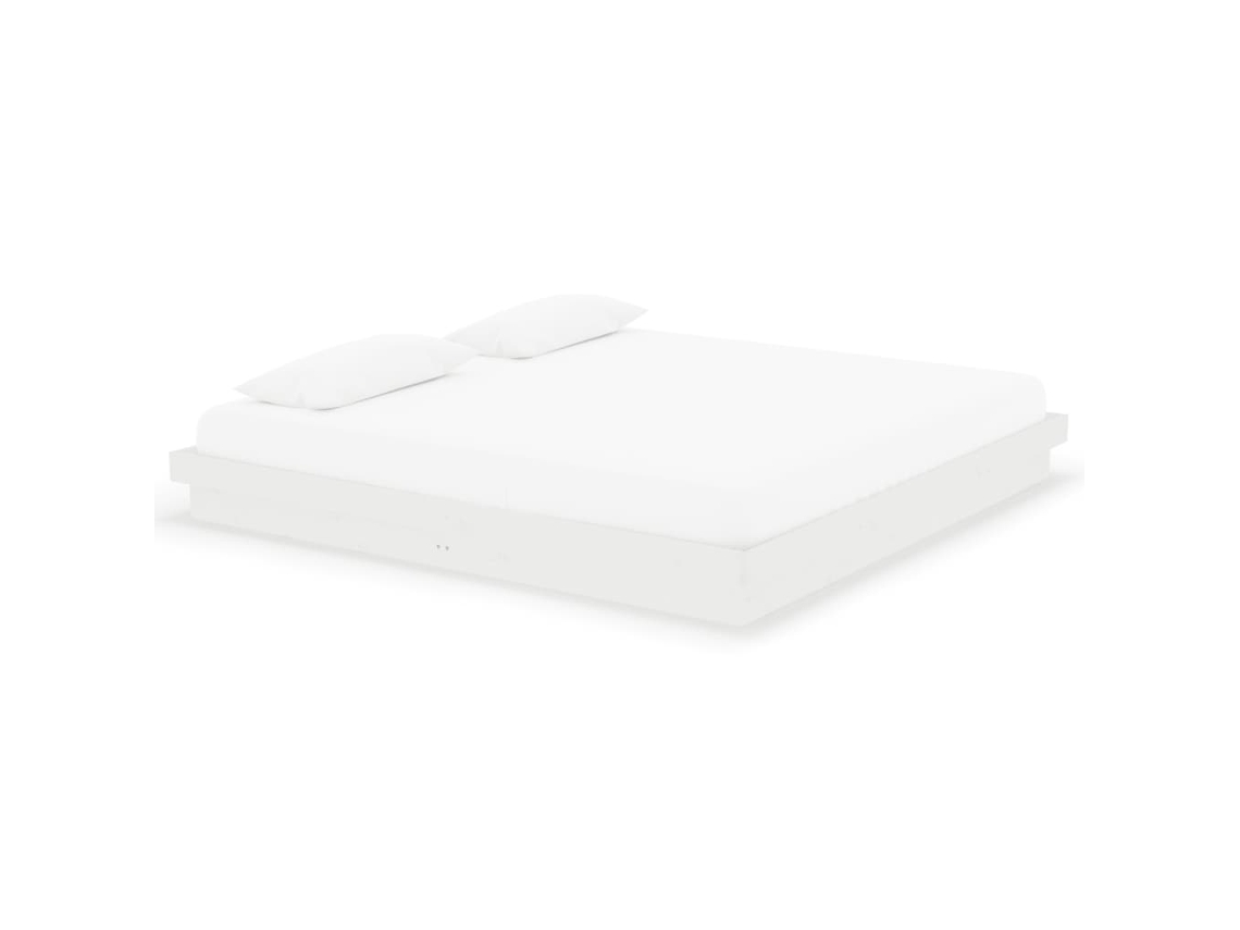 Estrutura de Cama 200x200 Cm Madeira Maciça Branco MAISON EXCLUSIVE