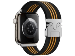 Pulseira de relógio CSYY com fivela de paracord e listras pretas e amarelas (compatível com Apple Watch de 41 mm)