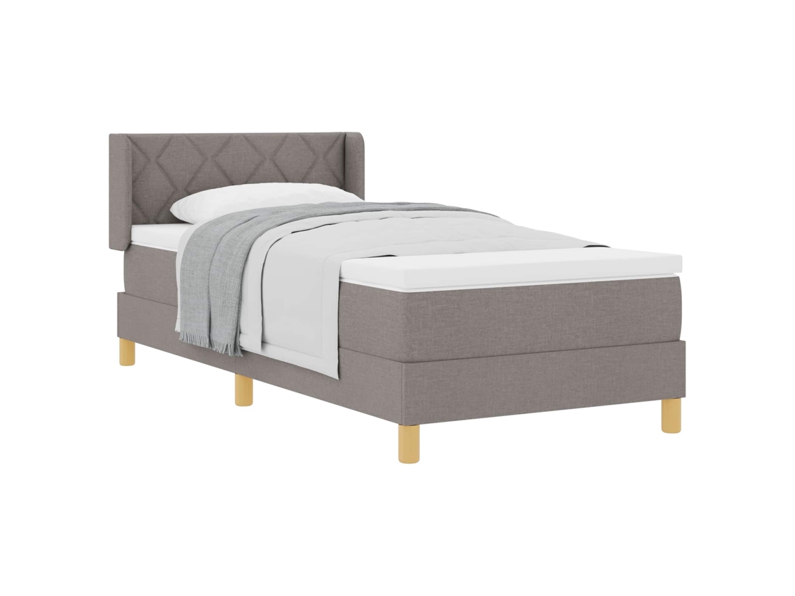Cama De Solteiro | Camas Para Quarto | Cama Box Com Colchão Cinzento-acastanhado 200 X 90 Cm Poliéster