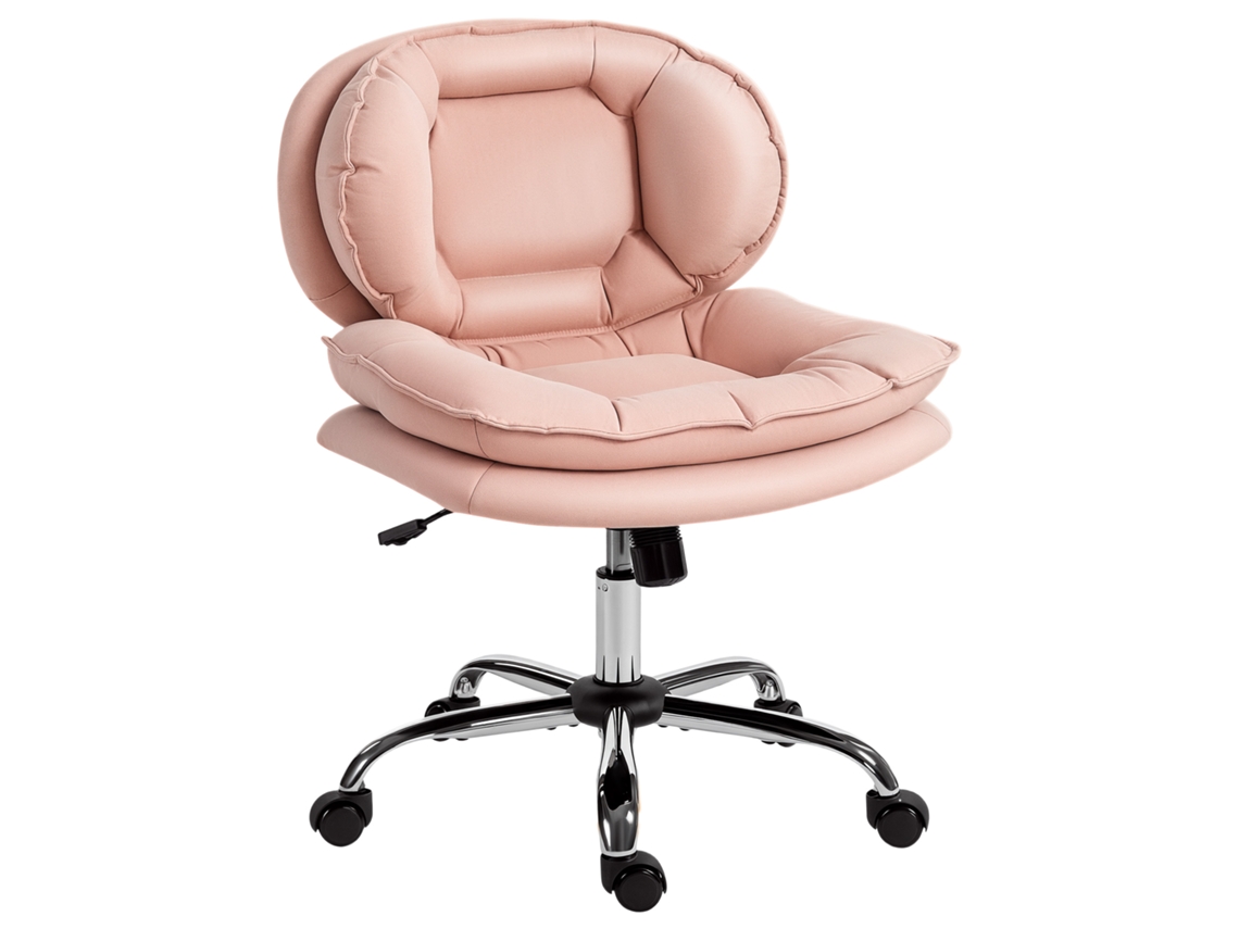 Cadeira de Escritório com Rodas Cadeira para Secretária com Função Inclinável Assento Amplo Sem Braços 60x65x83 93 Cm Rosa HARLANV1