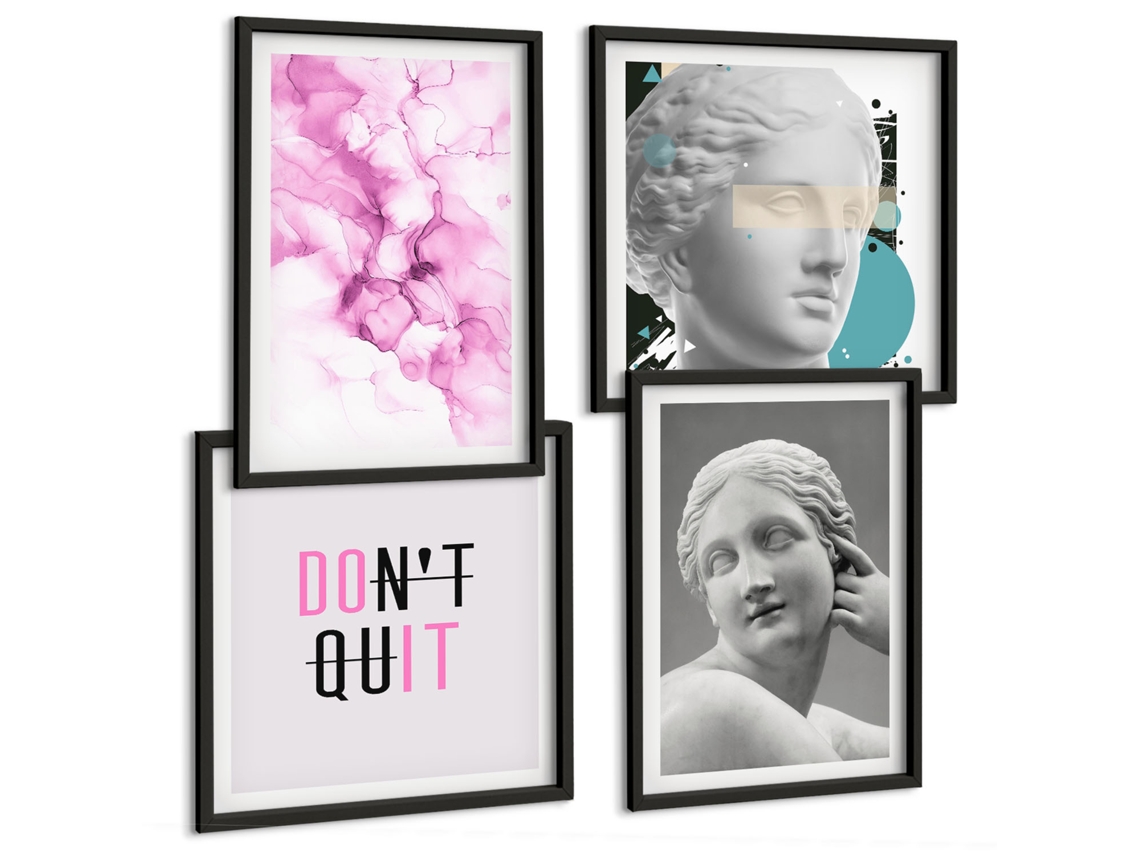 Composição De Quadros Decorações Estilosas Clássicas Modernas Espelharte (4 Peças)