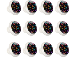 Puxadores Redondos Para Gavetas De Cômoda, Puxadores Para Armários De Cozinha, 12 Peças, Borboletas Abstratas Coloridas
