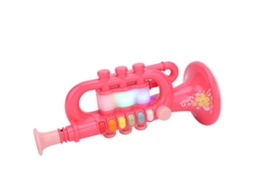 Primerox brinquedo de Trompete Rosa Eletrônico Musical Infantil Educativo com Luzes e Volume Ajustável