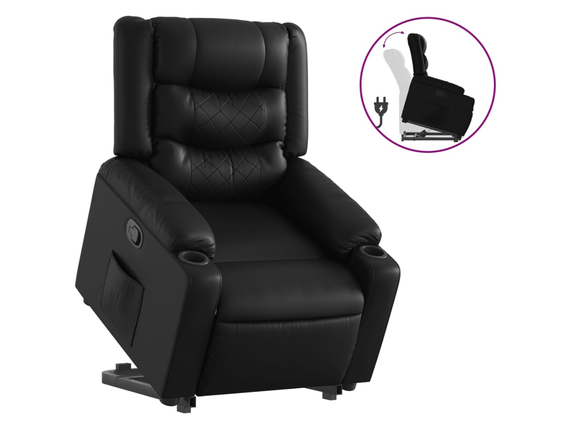 Stand Up Recliner Chair, Stand Up Recliner Chairs Vidaxl Preto Couro Artificial