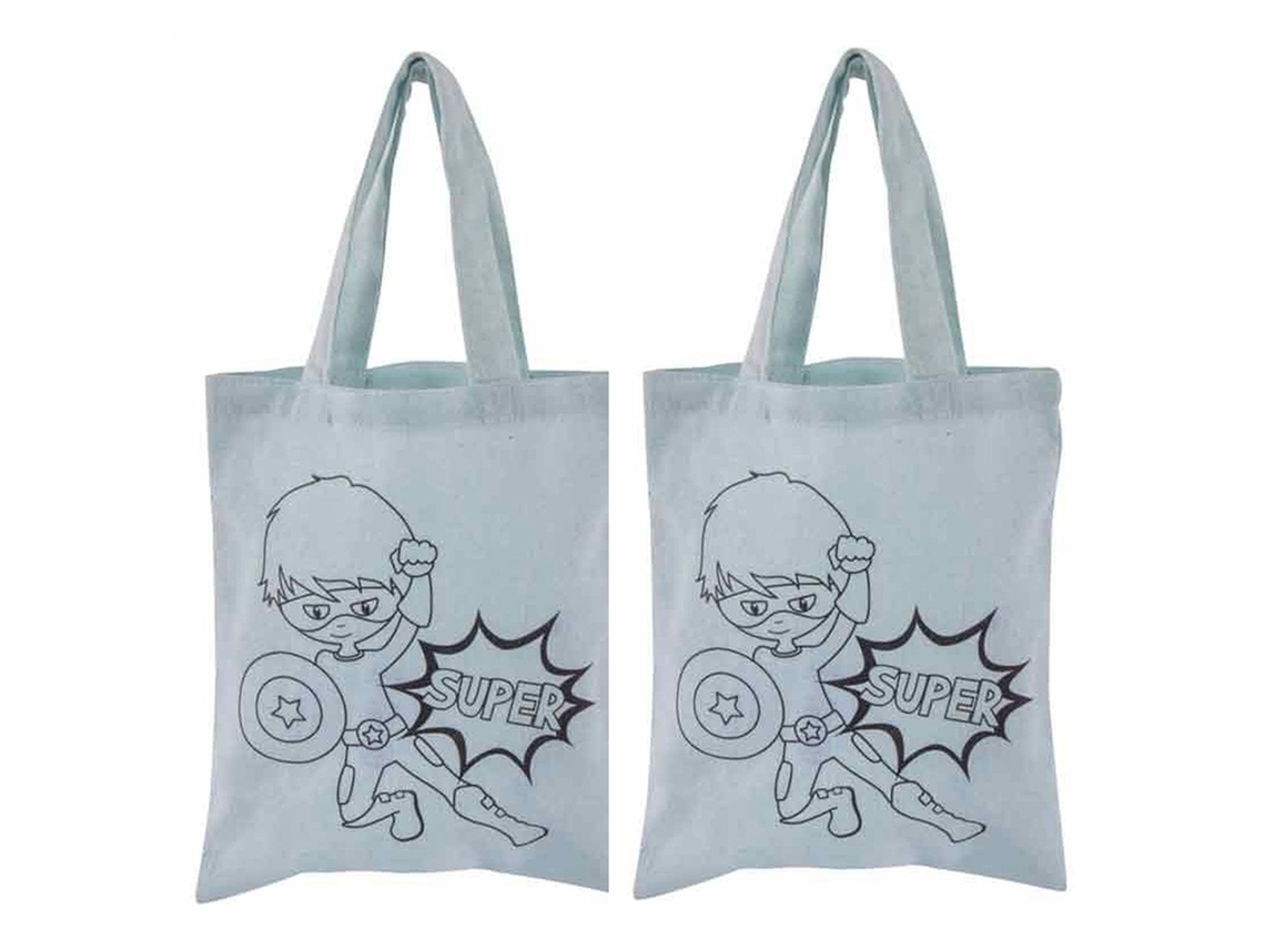 2 sacos de algodão azul 25 x 20 cm - super-heróis RAYHER