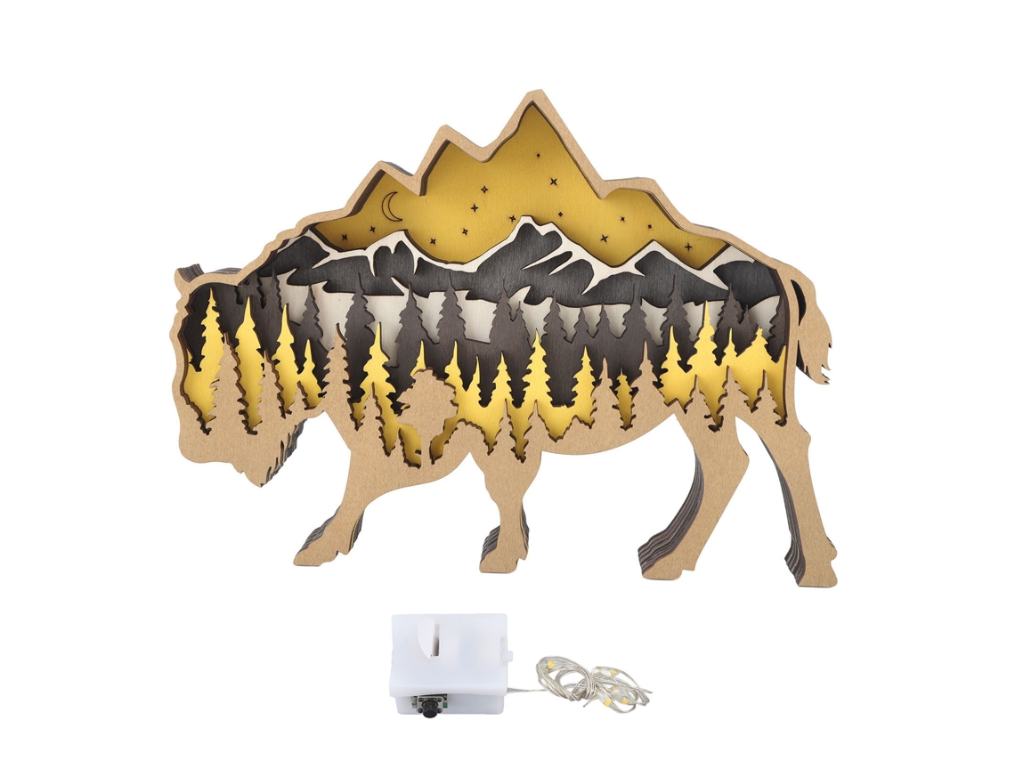 Decoração de Halloween com Luz Escultura Animal de Madeira 3d Artesanato em Boxwood | S/MARCA