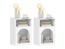 Mesas Cabeceira 2 Pcs Nichos Design Arqueado Brancas