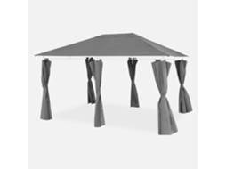 Conjunto Completo de Cobertura e Cortinas Cinzentas para a Pérgula Divio 3X4M Cobertura de Substituição Da Pérgula Cobertura de Substituição