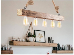 Candeeiro Suspenso Erebos OZAIA (Natural Claro - Madeira - 100x7x53 cm)